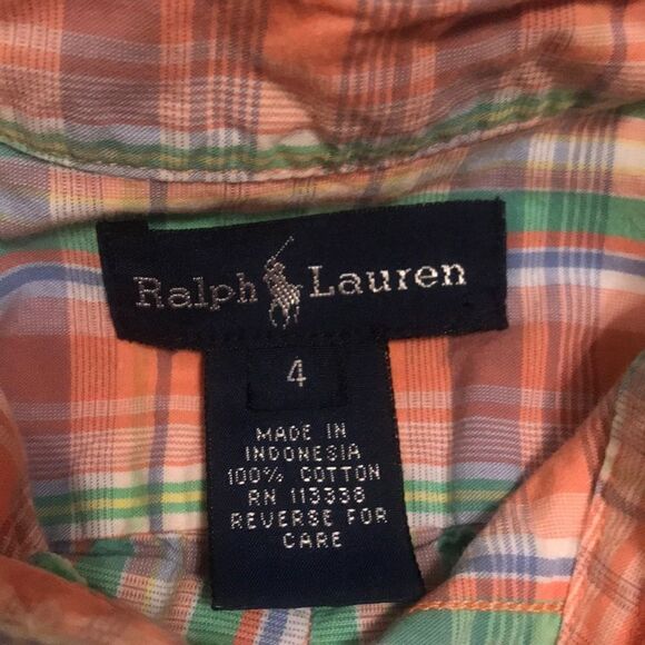 Ralph Lauren Short Sleeve Plaid Button Down - 4T - Picture 6 of 7